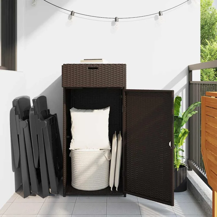 Armoire de rangement jardin marron 55x55x111 cm résine tressée - 3
