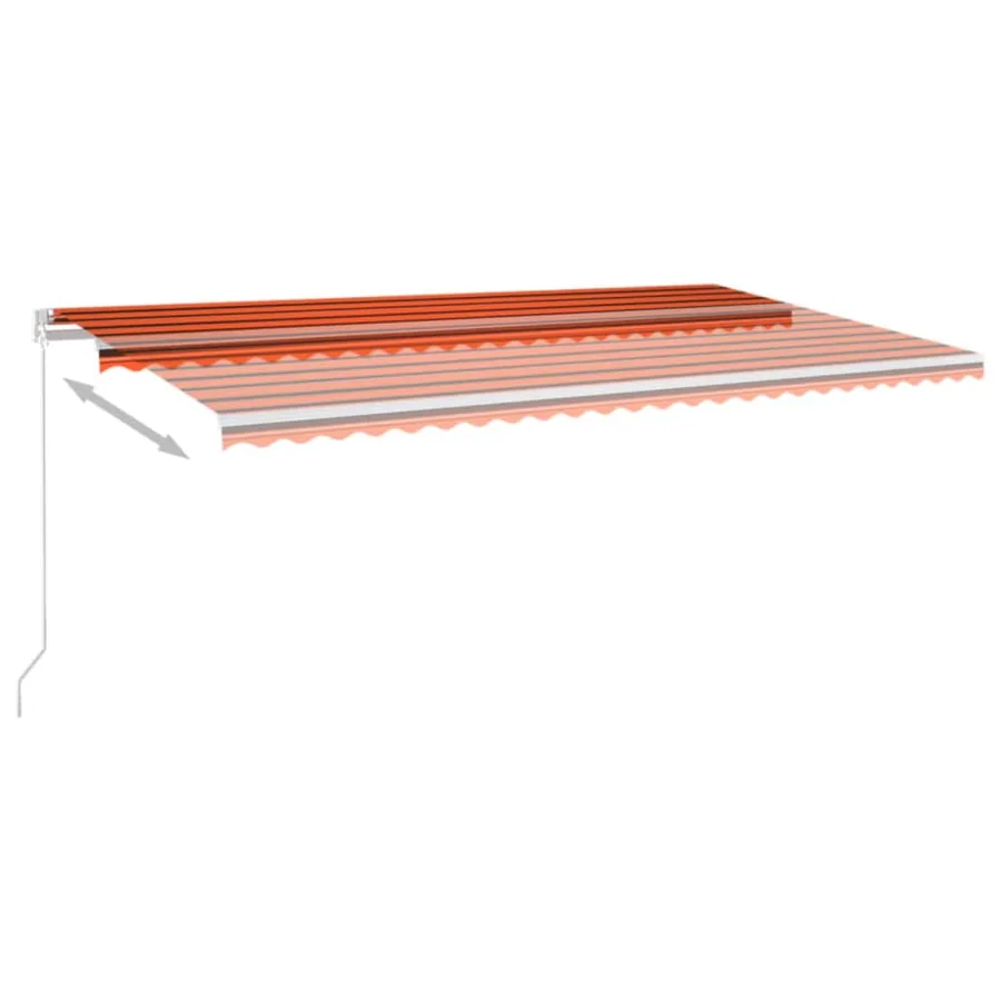 Auvent manuel rétractable avec LED 600x300 cm Orange et marron - 6