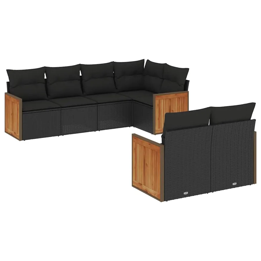 Salon de jardin 7 pcs avec coussins noir résine tressée 62 x 62 x 69 cm - 65,4 kg - 2