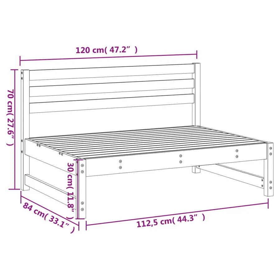 Canapé central de jardin 120x80 cm bois massif douglas - 7