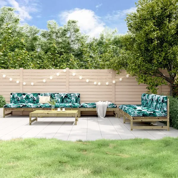 Salon de jardin 6 pcs bois de pin imprégné
