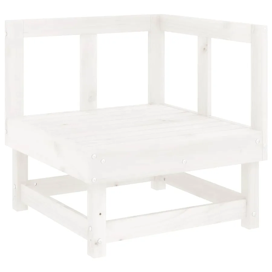 Salon de jardin 7 pcs Blanc Bois de pin massif - 3