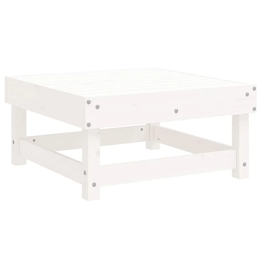 Salon de jardin 7 pcs Blanc Bois de pin massif - 5
