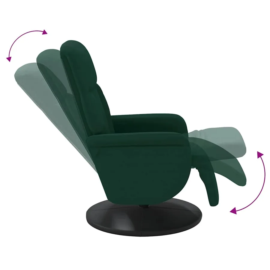 Fauteuil inclinable avec repose-pied vert foncé velours - 6