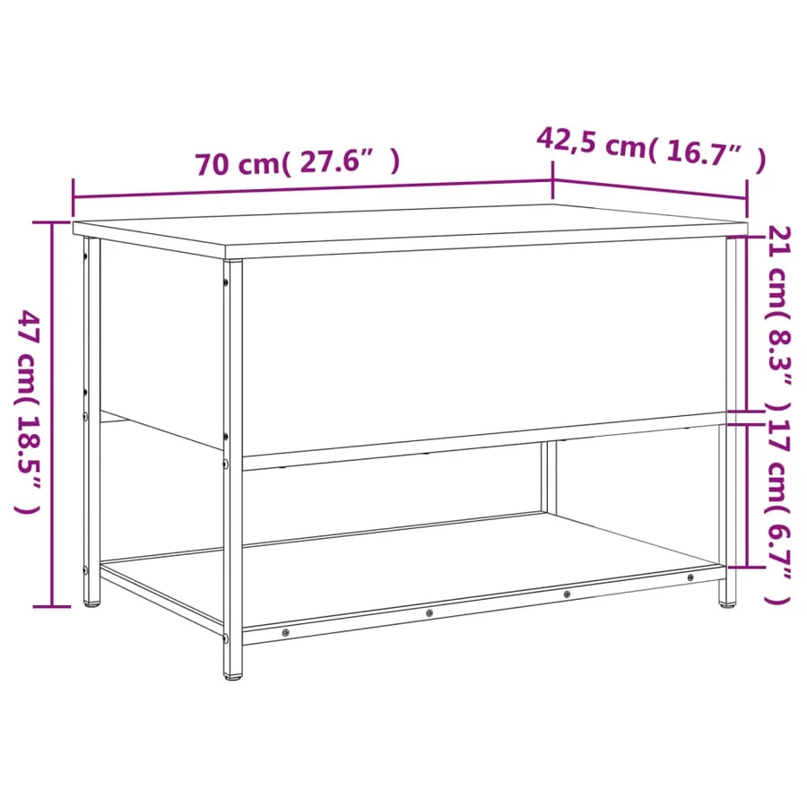 Banc de rangement chêne marron 70x42,5x47 cm bois d'ingénierie - 12