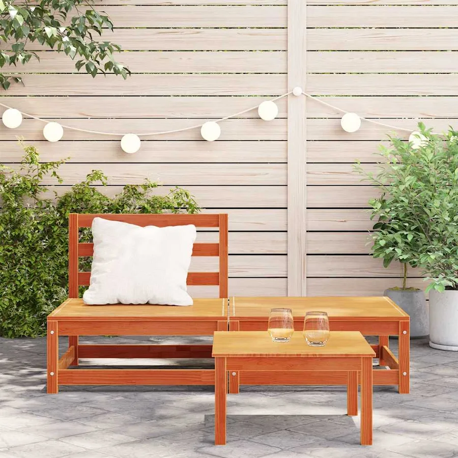 Canapé de jardin sans accoudoirs repose-pieds bois pin massif - 3