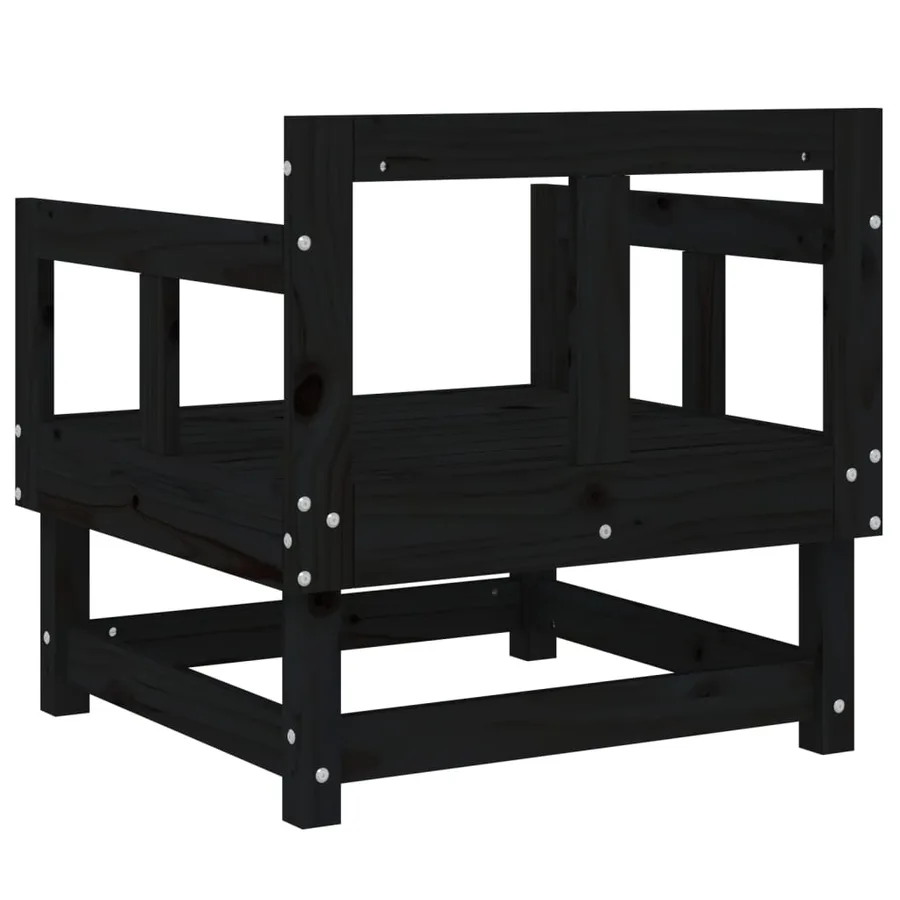 Chaises de jardin lot de 2 noir bois massif de pin - 5