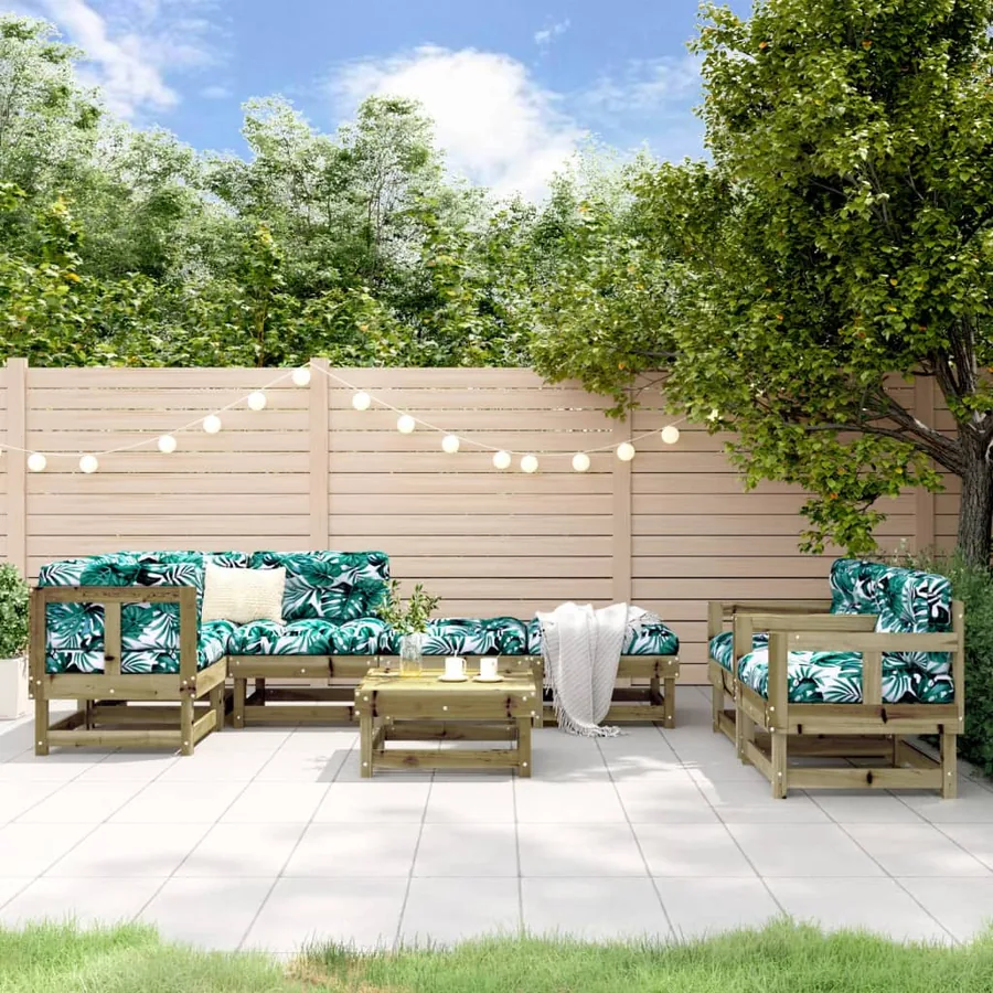 Salon de jardin 8 pcs bois de pin imprégné
