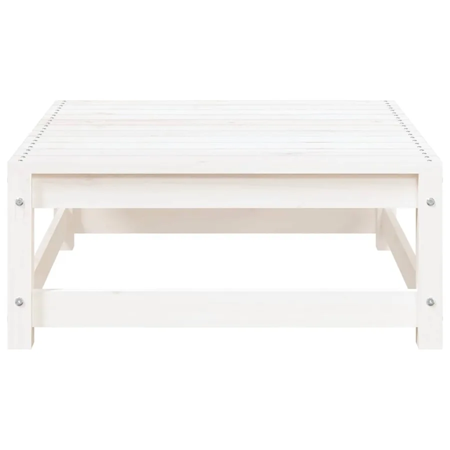 Repose-pied de jardin blanc 70x70x30 cm bois de pin massif - 4