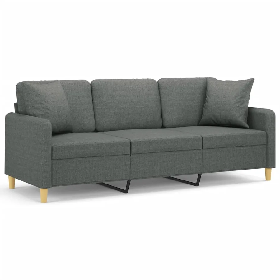 Canapé 3 places avec oreillers gris foncé 180 cm tissu - 2