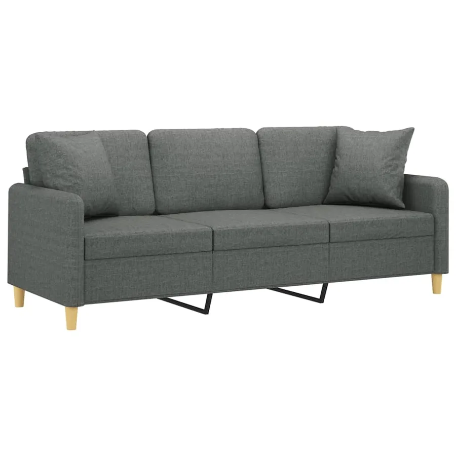 Canapé 3 places avec oreillers gris foncé 180 cm tissu - 3