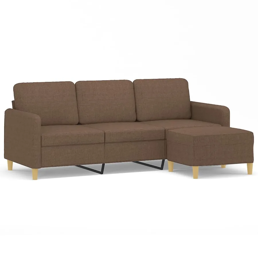 Canapé à 3 places avec repose-pieds Marron 180 cm Tissu - 2