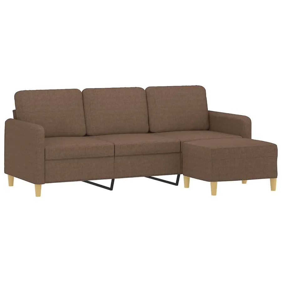 Canapé à 3 places avec repose-pieds Marron 180 cm Tissu - 3