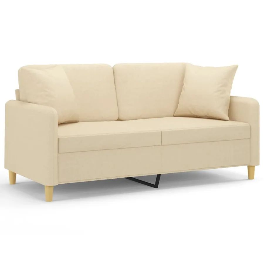 Canapé 2 places avec oreillers décoratifs crème 140 cm tissu - 2