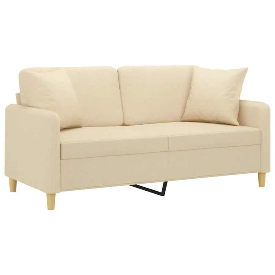 Canapé 2 places avec oreillers décoratifs crème 140 cm tissu - 3