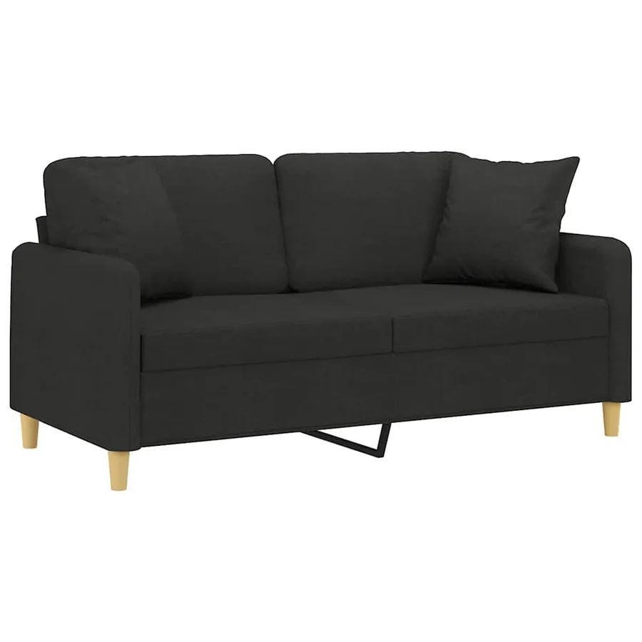 Canapé 2 places avec oreillers décoratifs noir 140 cm tissu - 3