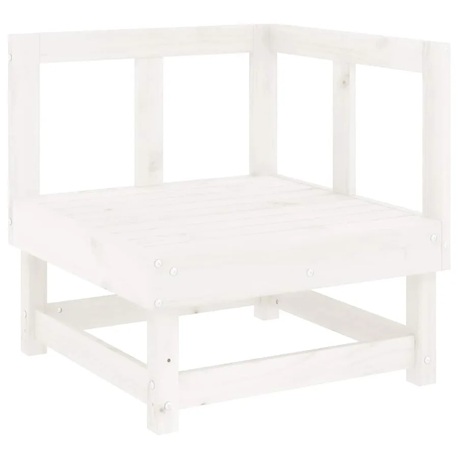Salon de jardin 5 pcs blanc bois massif de pin - 4
