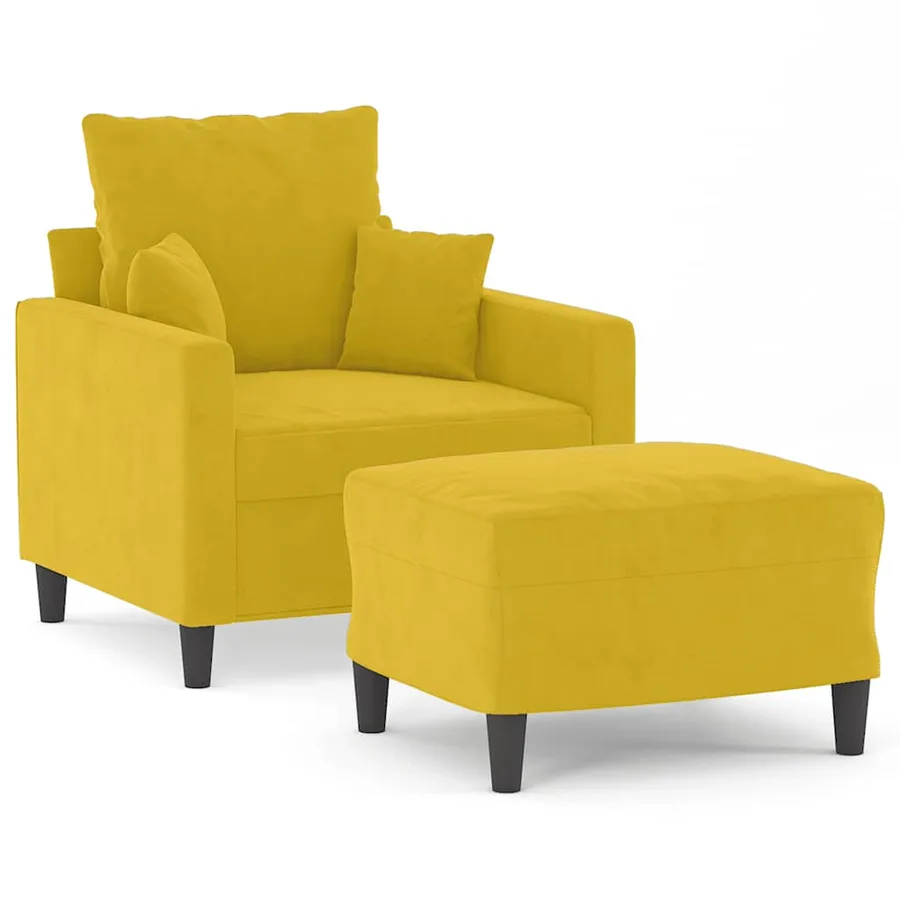 Fauteuil avec repose-pied jaune 60 cm velours - 2