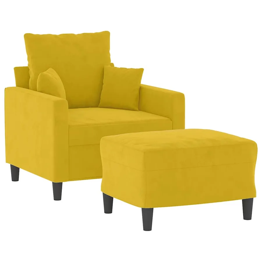 Fauteuil avec repose-pied jaune 60 cm velours - 3