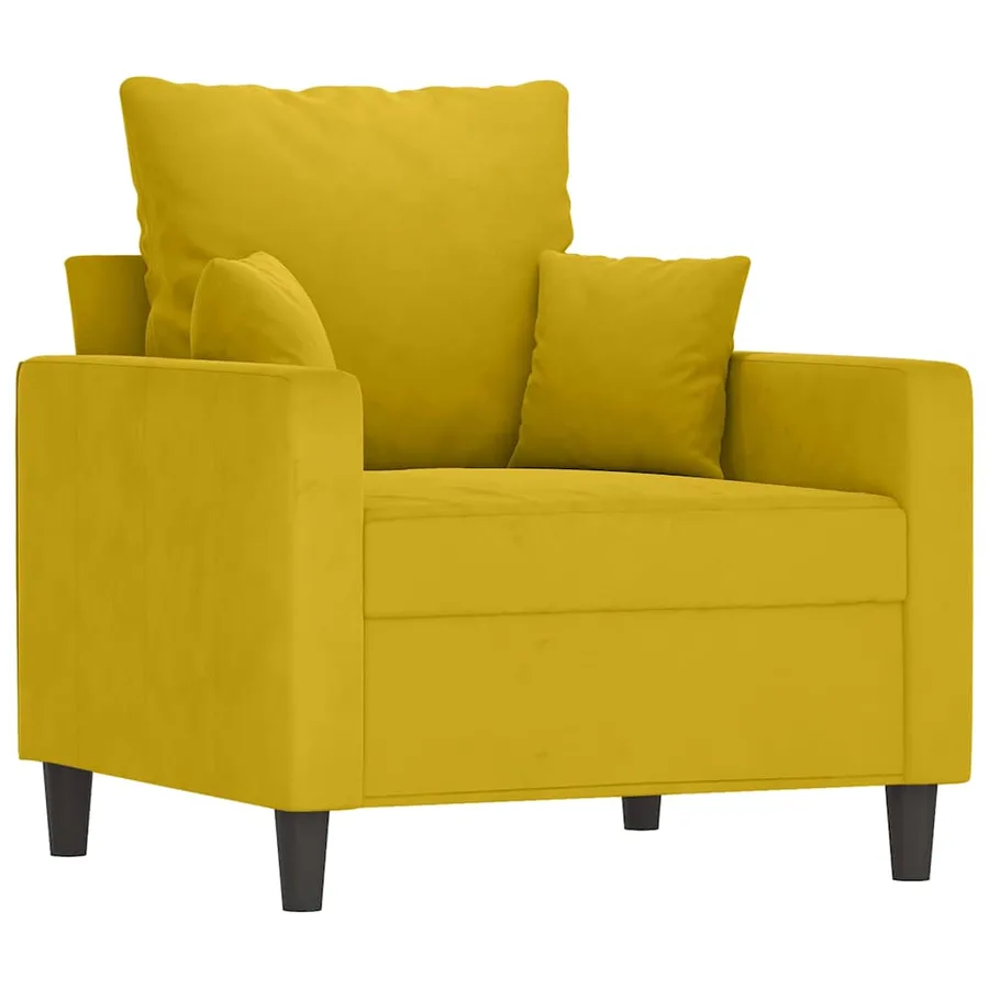 Fauteuil avec repose-pied jaune 60 cm velours - 4