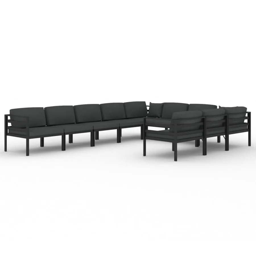 Salon de jardin 10 pcs avec coussins Aluminium Anthracite - 2