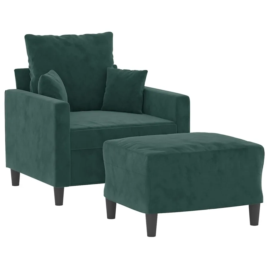 Fauteuil avec repose-pied Vert foncé 60 cm Velours - 3