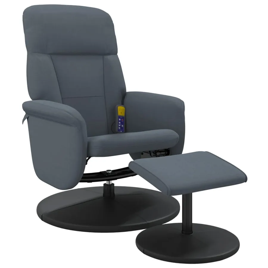 Fauteuil de massage inclinable repose-pied gris foncé velours - 3