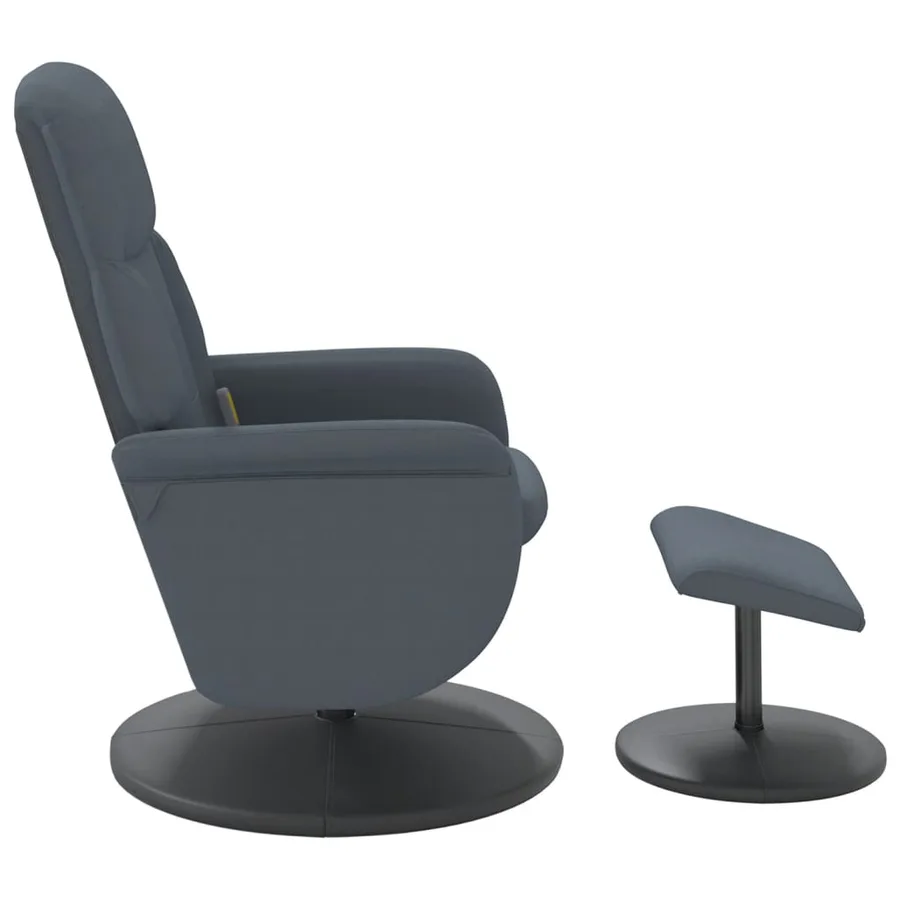 Fauteuil de massage inclinable repose-pied gris foncé velours - 5