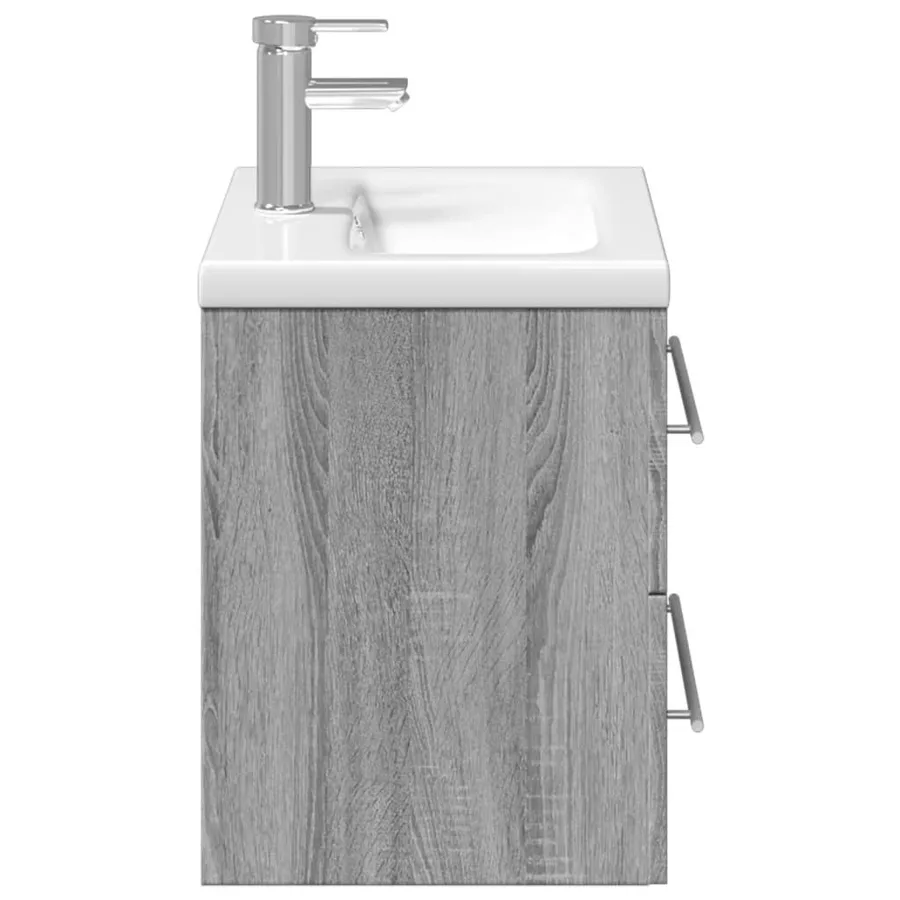 Armoire lavabo de salle de bain avec bassin intégré sonoma gris - 6