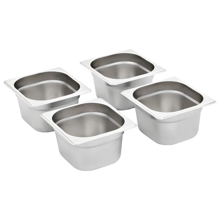 Récipients Gastronorm 12 pcs GN 1/6 100 mm Acier inoxydable - 2