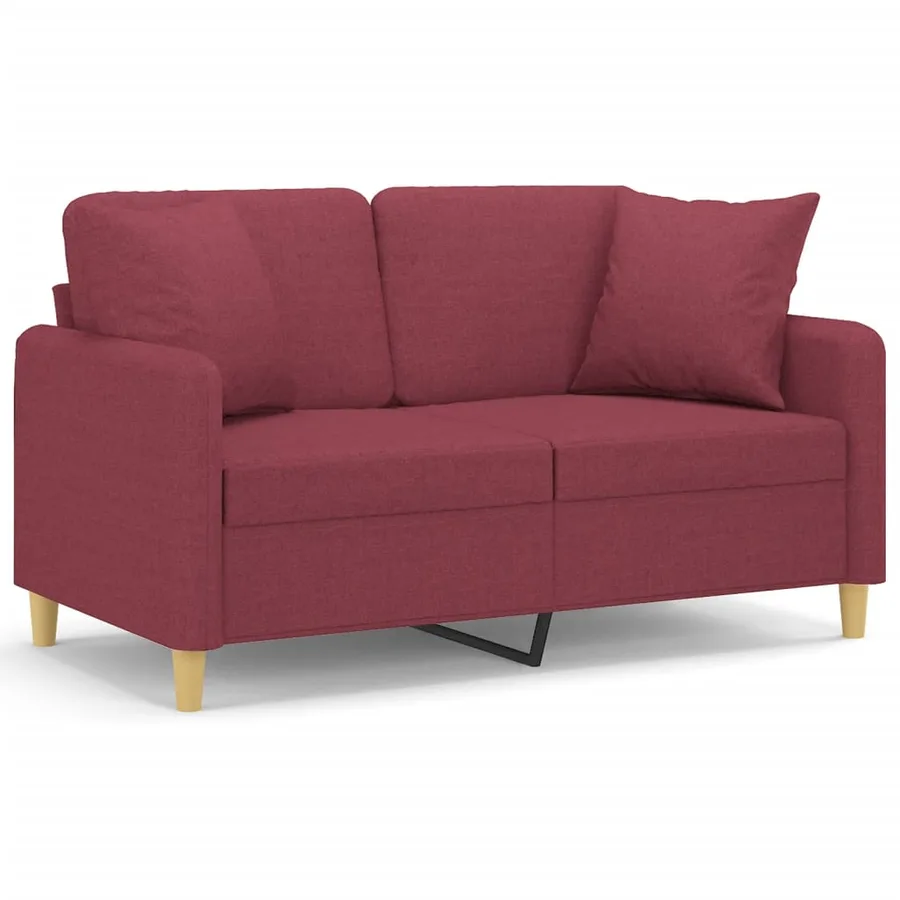 Canapé 2 places avec oreillers bordeaux 120 cm tissu - 2