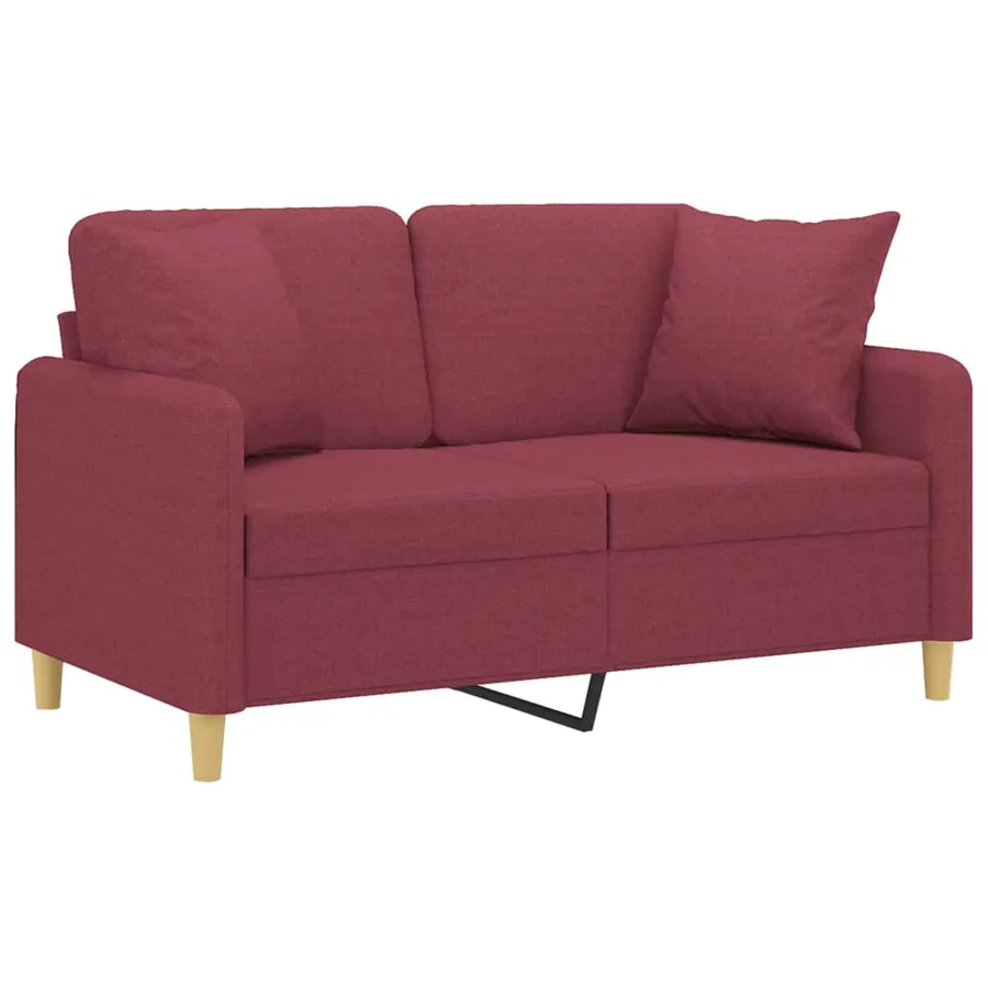 Canapé 2 places avec oreillers bordeaux 120 cm tissu - 3
