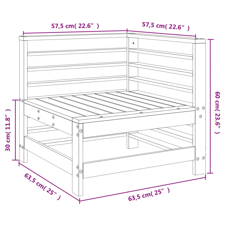 Canapé d'angle de jardin bois massif douglas - 7