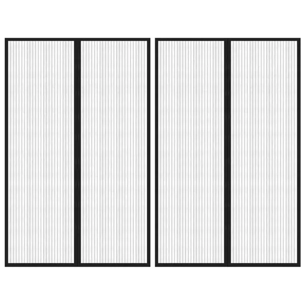 Rideaux de porte anti-insectes 2 pcs et aimants noir 220x130 cm