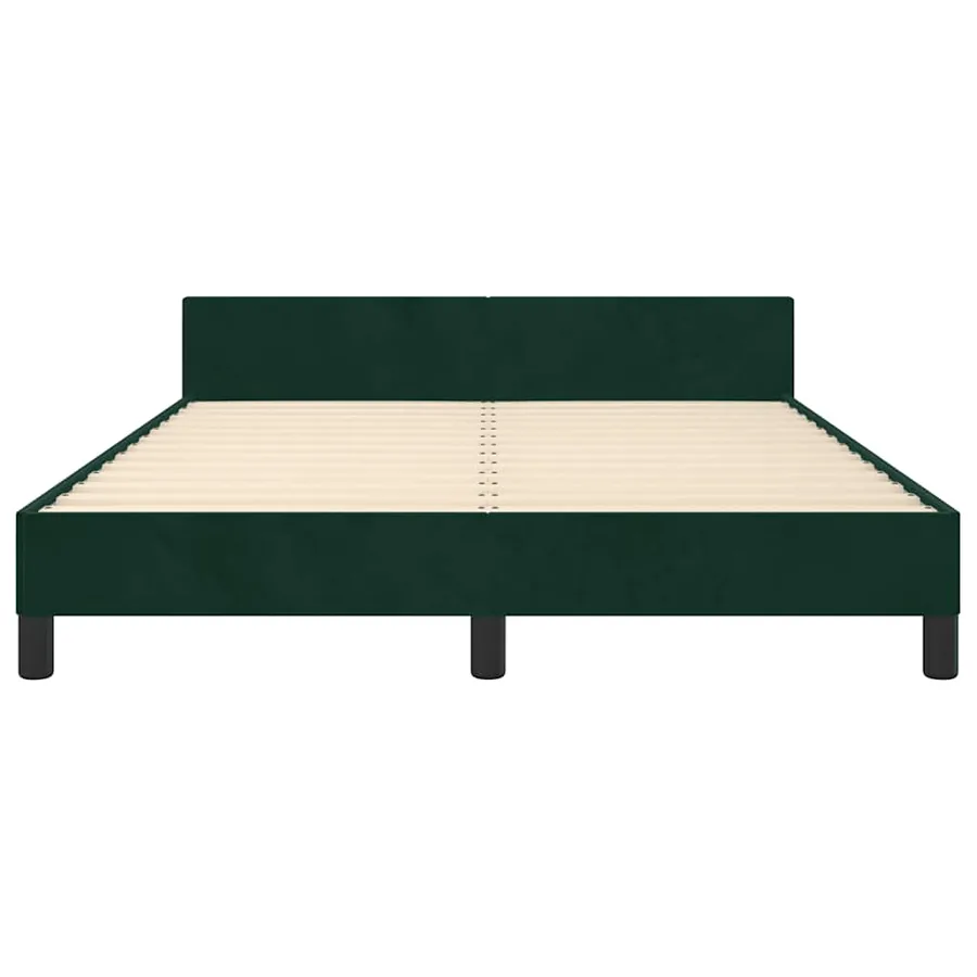 Cadre de lit sans matelas vert foncé 140x190 cm velours - 6