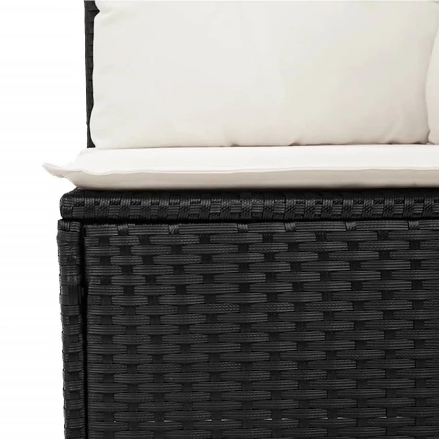 Salon de jardin 8 pcs avec coussins noir résine tressée - 6