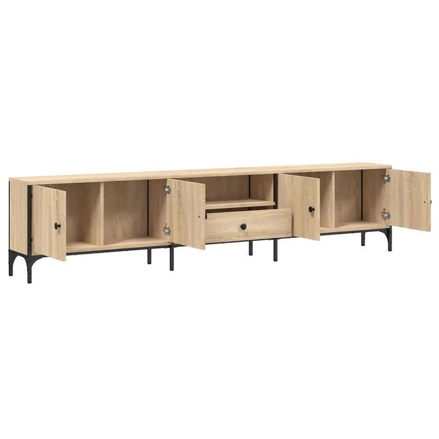 Meuble TV à tiroir chêne sonoma 200x25x44 cm bois d'ingénierie - 5