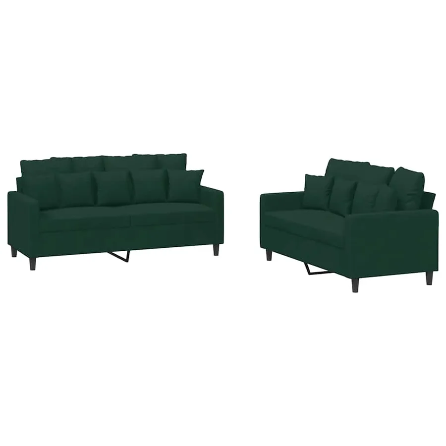 Ensemble de canapés 2 pcs avec coussins Vert foncé Velours - 2