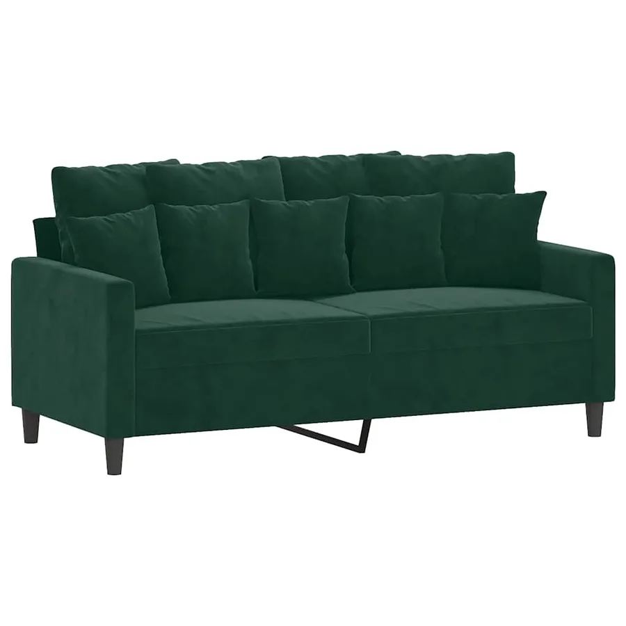Ensemble de canapés 2 pcs avec coussins Vert foncé Velours - 4