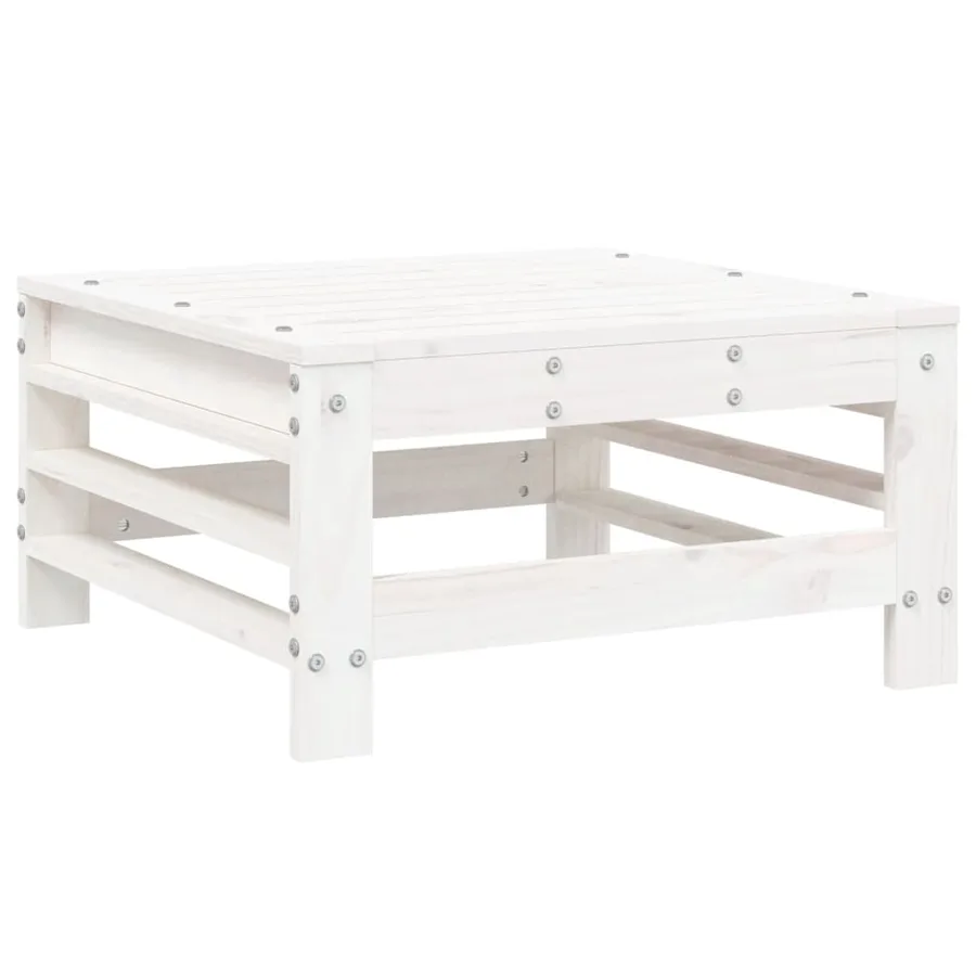 Salon de jardin 7 pcs Blanc Bois de pin massif - 5