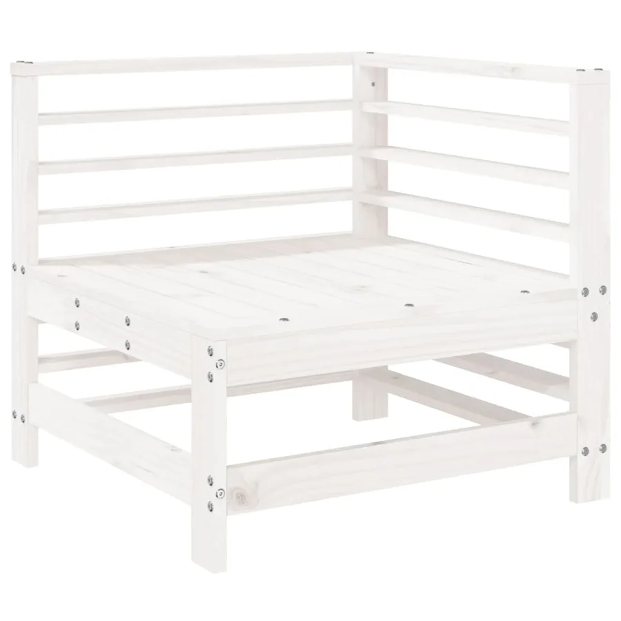 Salon de jardin 7 pcs Blanc Bois de pin massif - 3