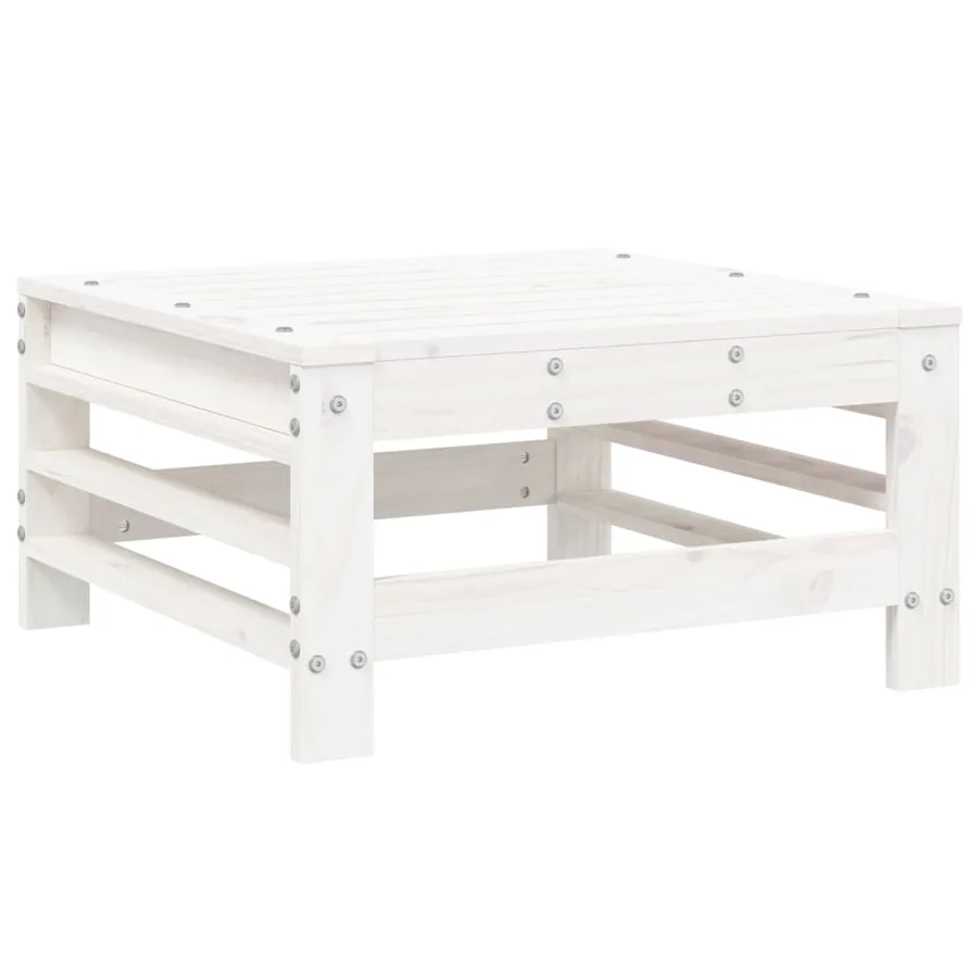 Salon de jardin 7 pcs Blanc Bois de pin massif - 5