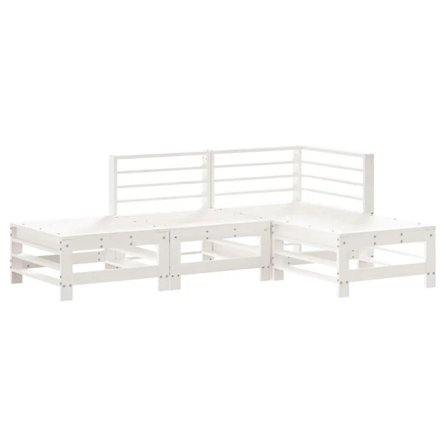 Salon de jardin 4 pcs blanc bois de pin massif - 2