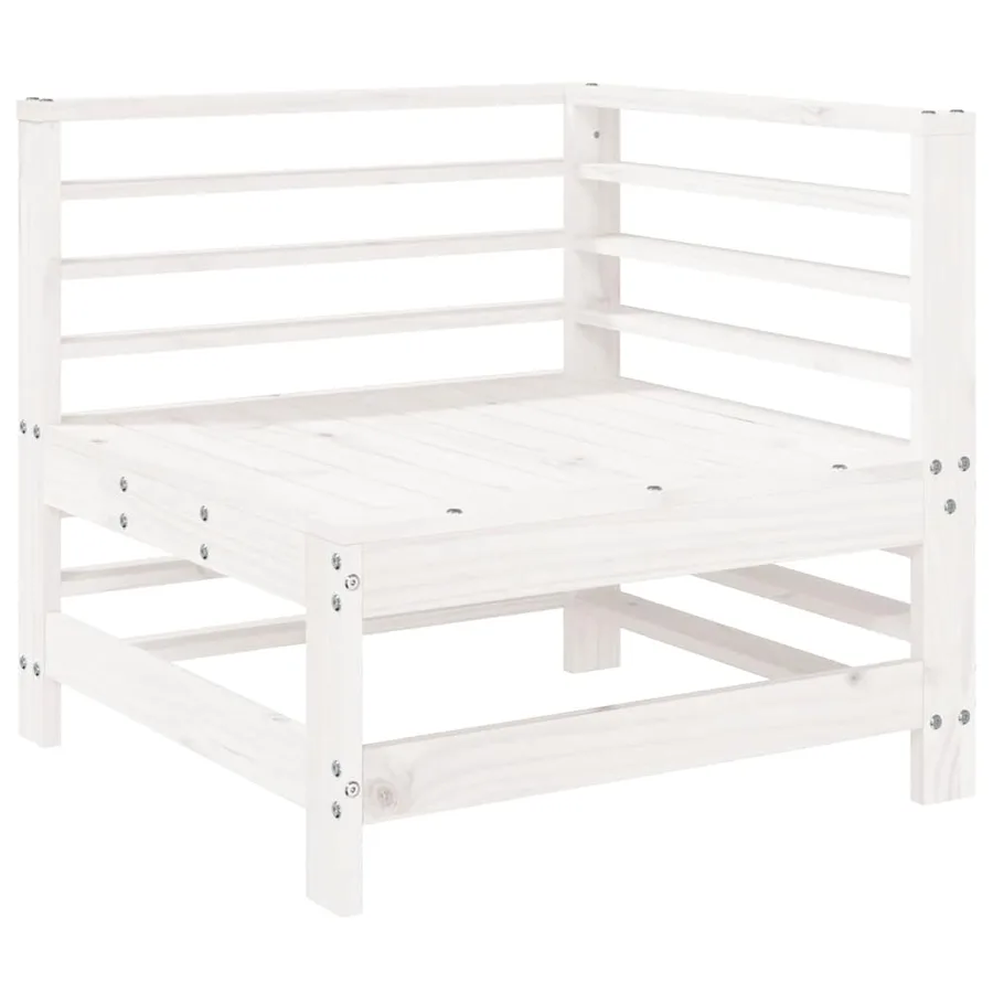 Salon de jardin 4 pcs blanc bois de pin massif - 5