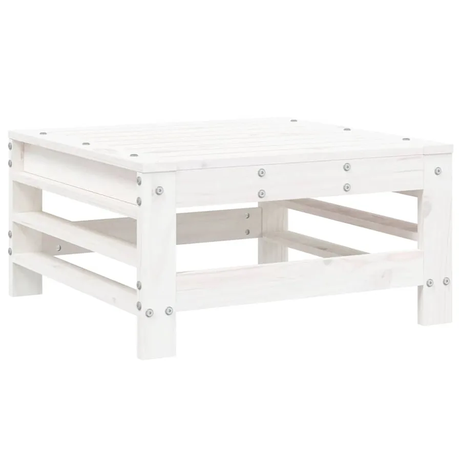 Salon de jardin 4 pcs blanc bois de pin massif - 6
