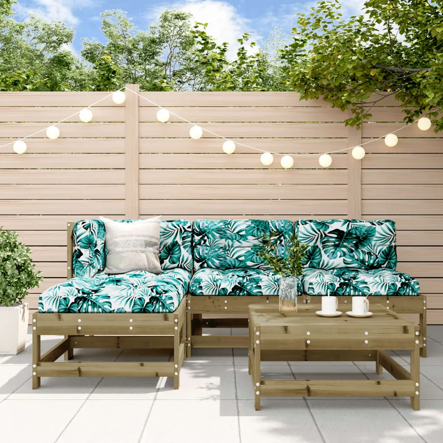 Salon de jardin 5 pcs bois de pin imprégné