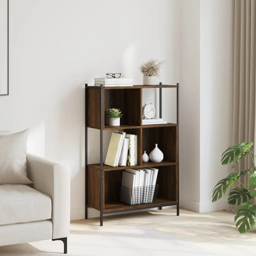 Bibliothèque chêne marron 72x28x109 cm bois d'ingénierie - 3