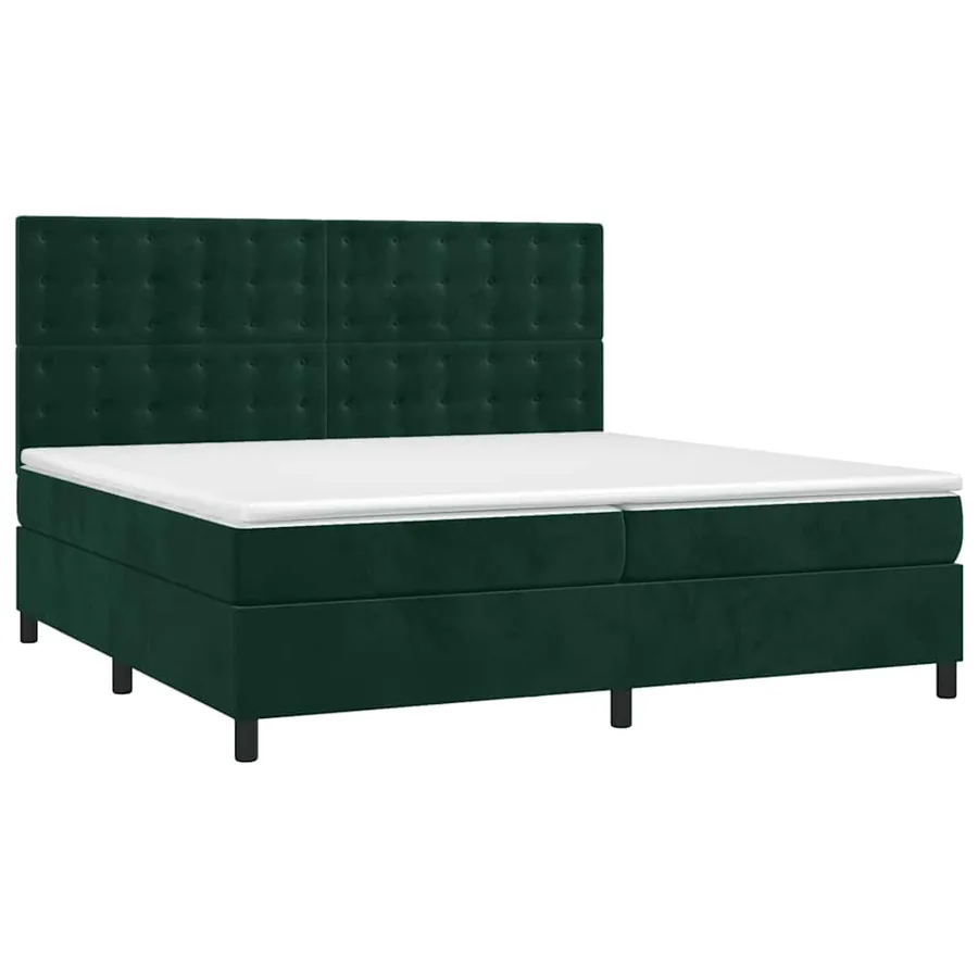 Sommier à lattes de lit matelas et LED Vert foncé 200x200 cm - 3