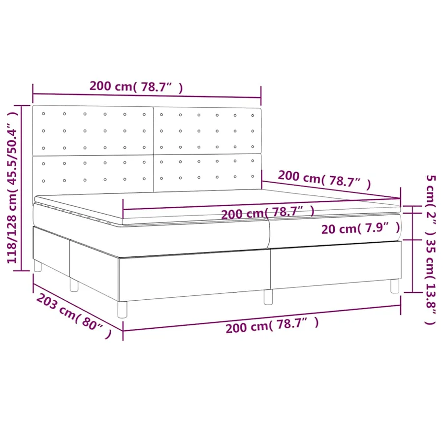 Sommier à lattes de lit matelas et LED Vert foncé 200x200 cm - 9
