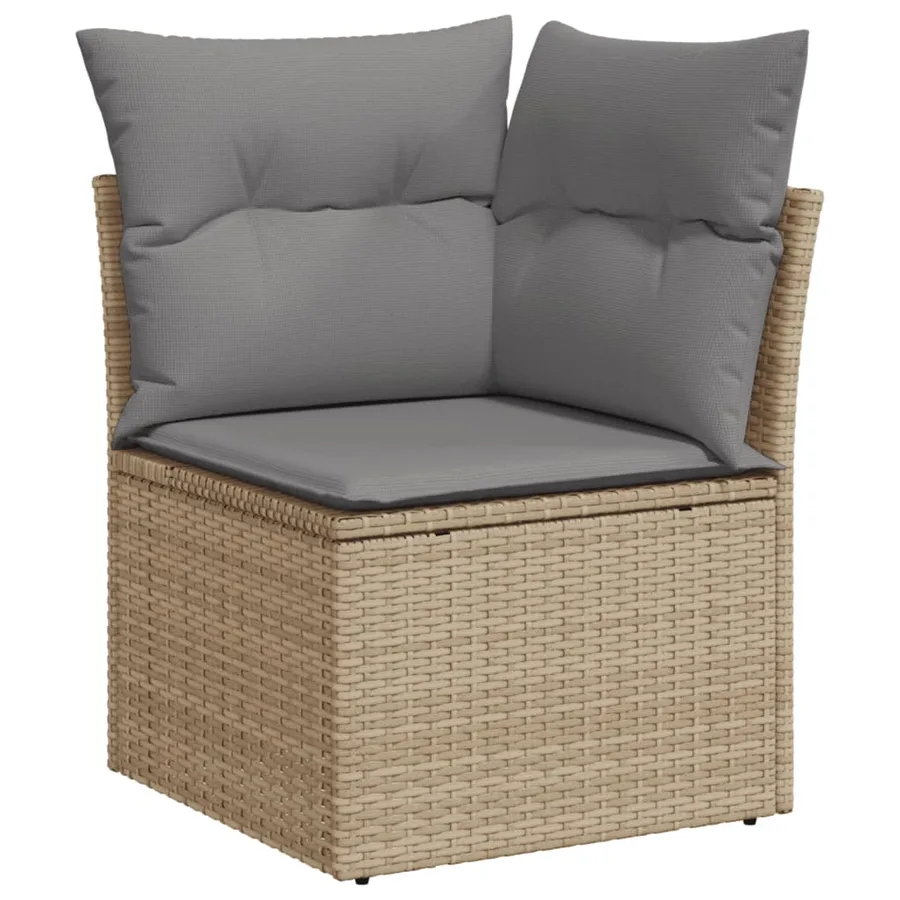 Salon de jardin avec coussins 10 pcs beige résine tressée - 3